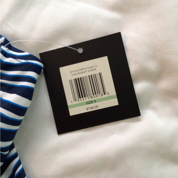 NWT Ellen Tracy blue white striped spaghetti strap top size 8 - Picture 5 of 7
